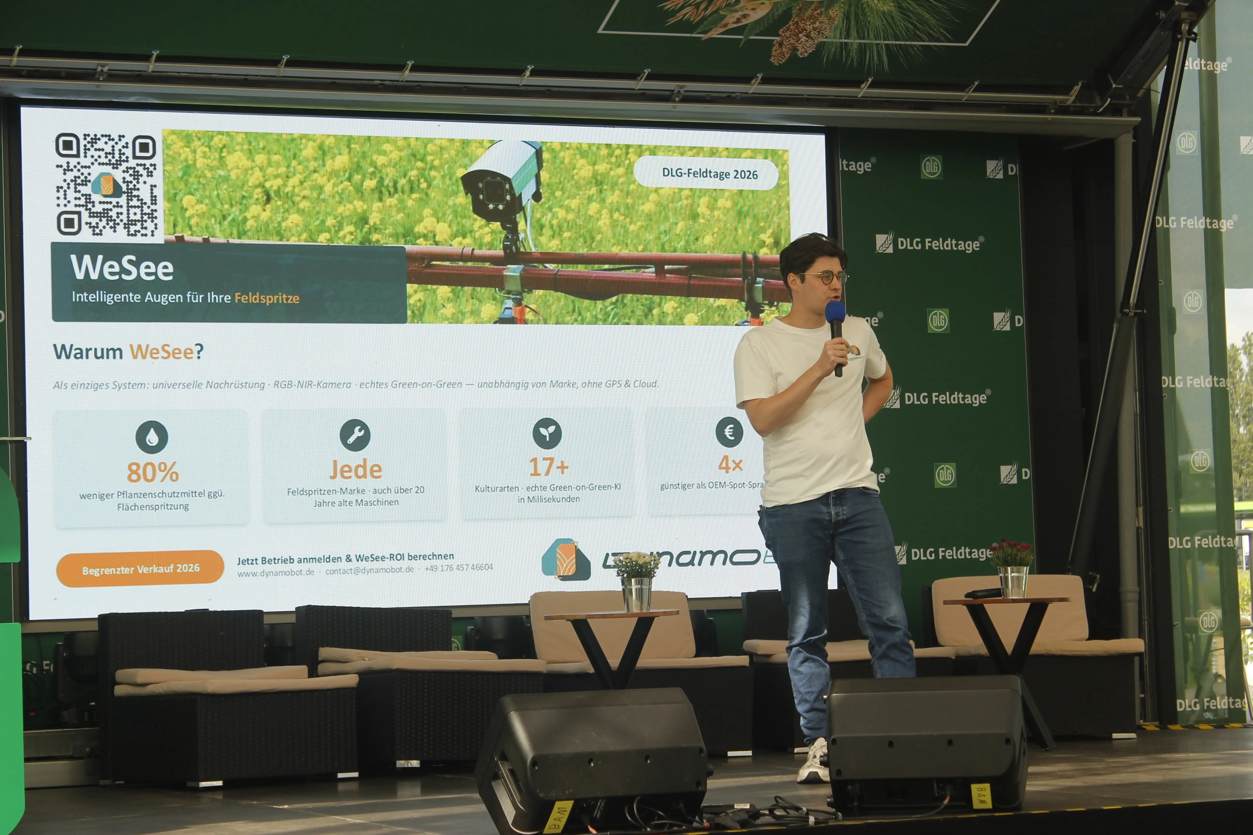 Maximilian Humpesch, CSO de DynamoBot, présente WeSee lors du RapidFire Startup Pitch aux Journées agricoles de la DLG 2026